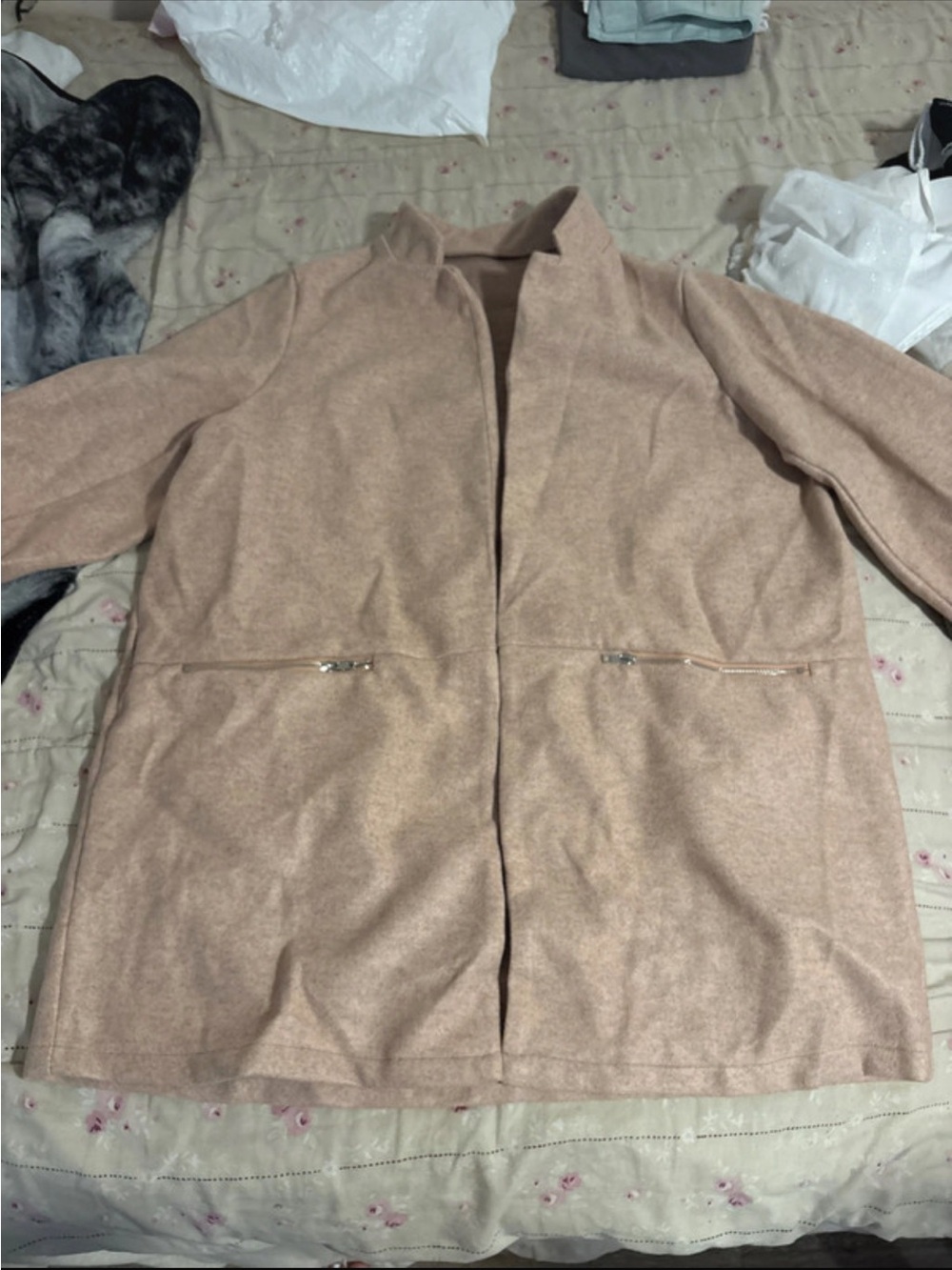 SHEIN Women's Light Brown Trench Coat with Zip Pockets